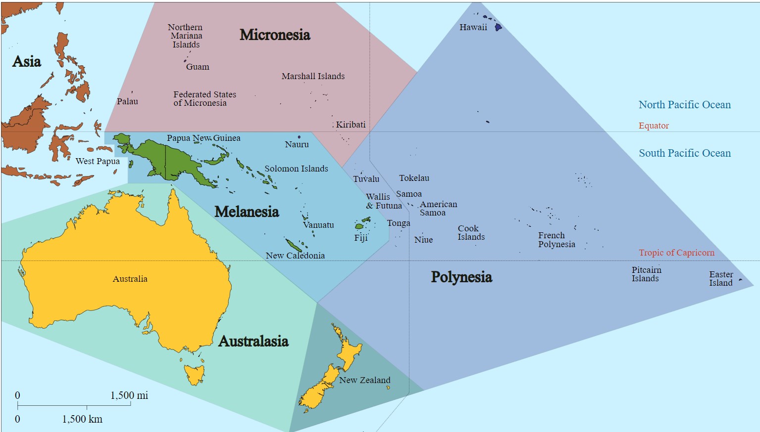 Oceania Region Map 